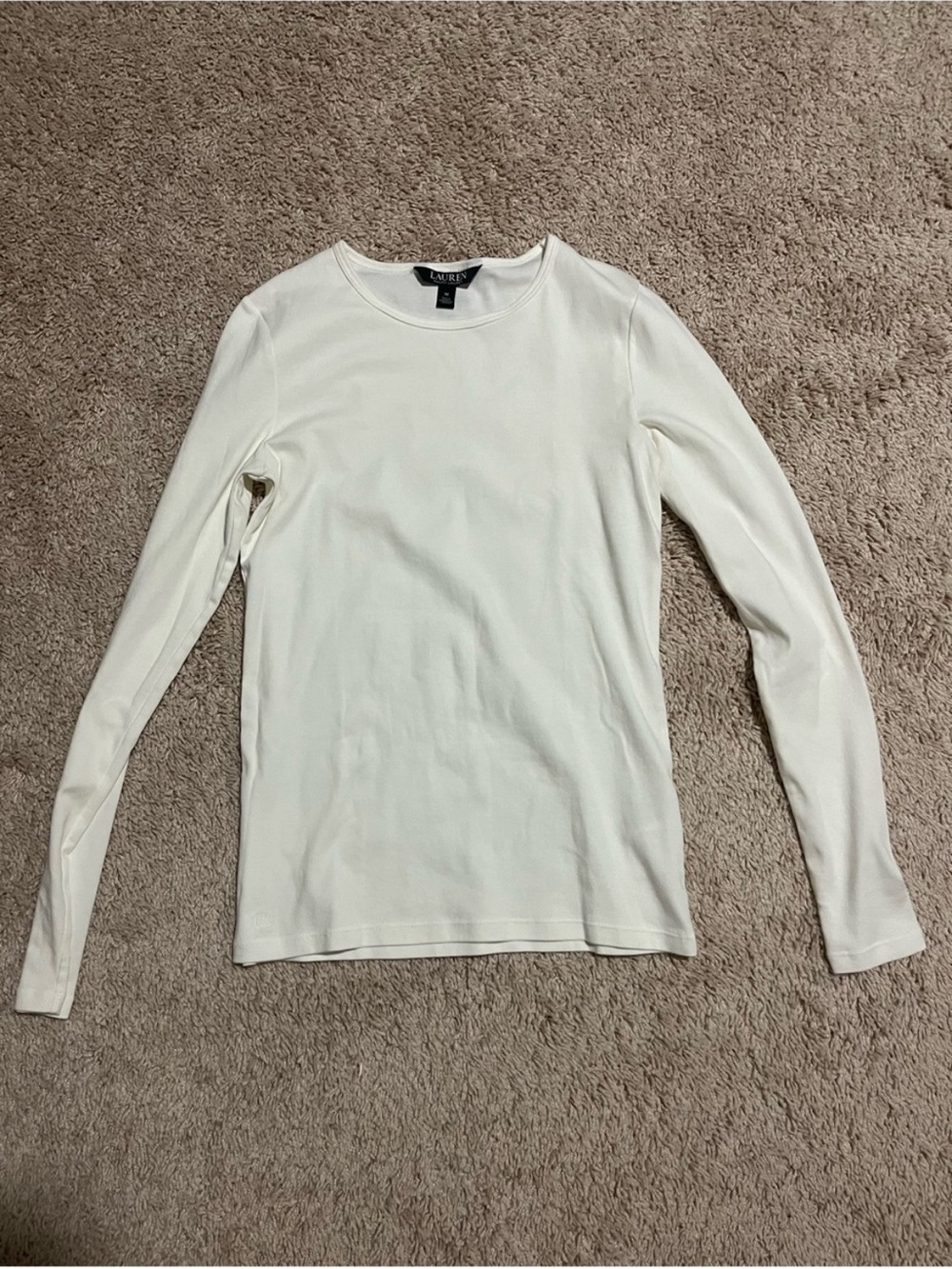 Ralph Lauren Women's Long Sleeve Crewneck Tee in Off-White